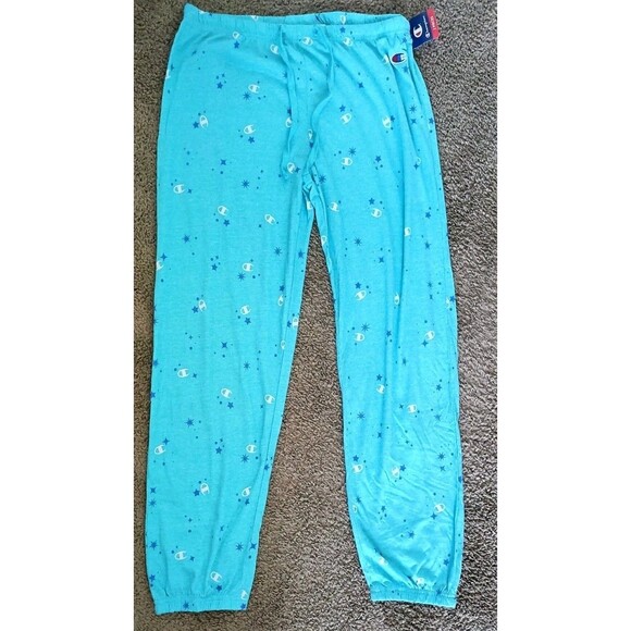 Champion Pajama Sleep Set 2 Piece Size Medium Women's Blue Stars Logo New - Picture 3 of 8